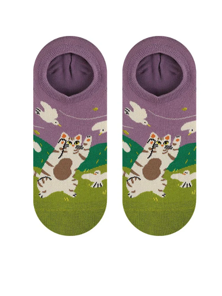 Cartoon Kitty Boat Socks - Image 10