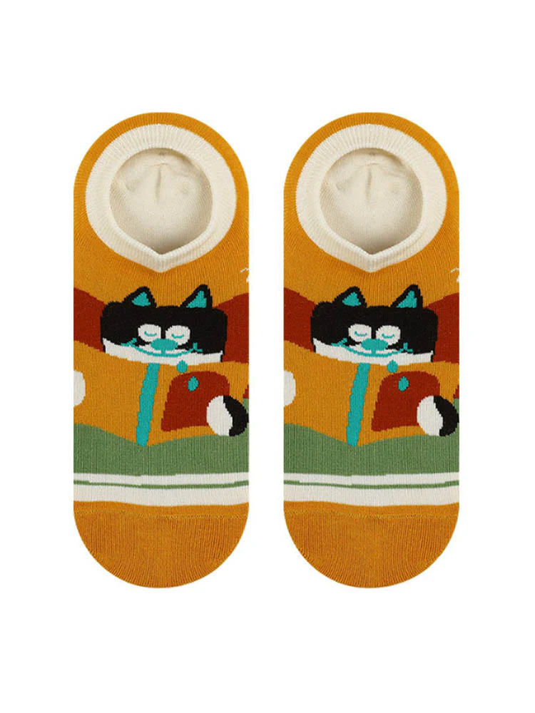 Cartoon Kitty Boat Socks - Image 11
