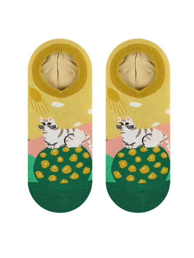 Cartoon Kitty Boat Socks - Image 13