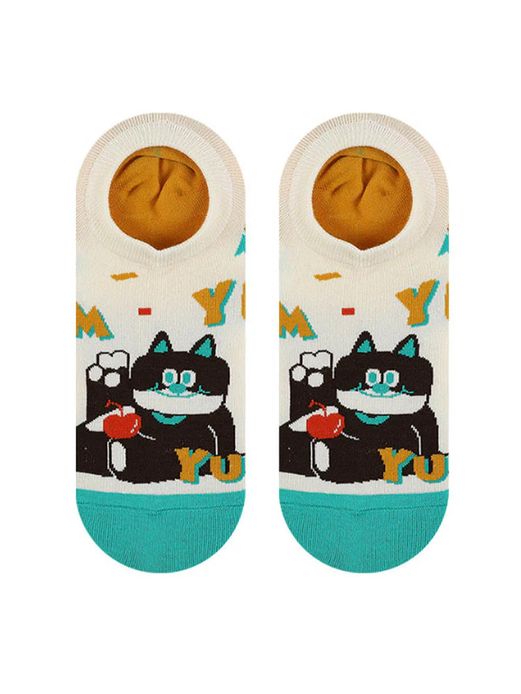Cartoon Kitty Boat Socks - Image 17