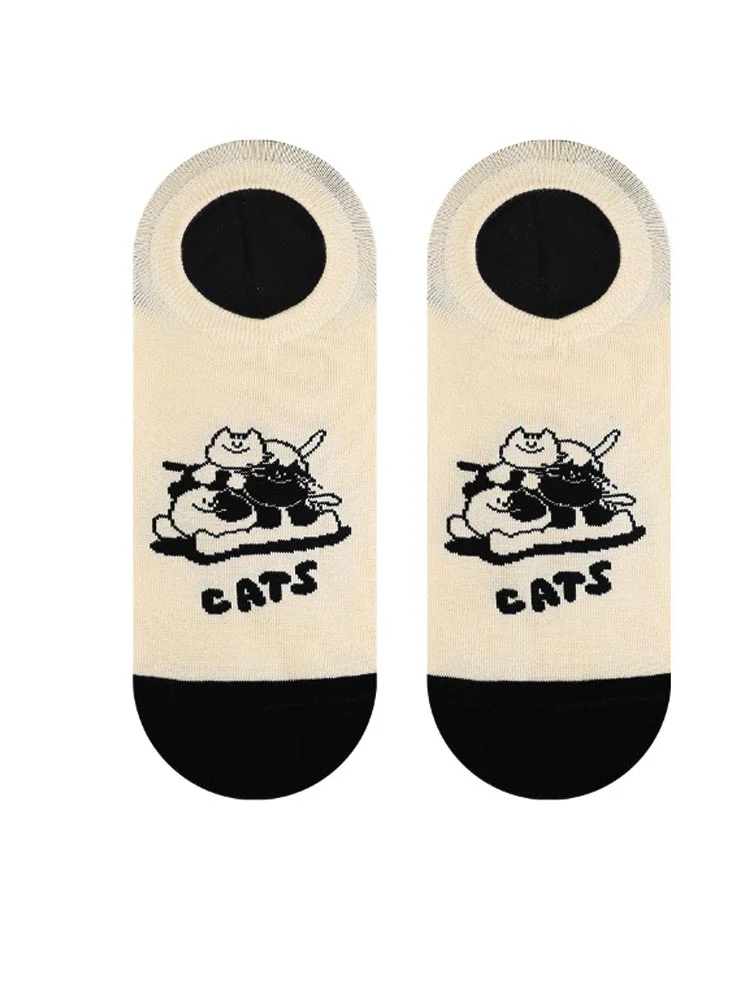 Cartoon Kitty Boat Socks - Image 20