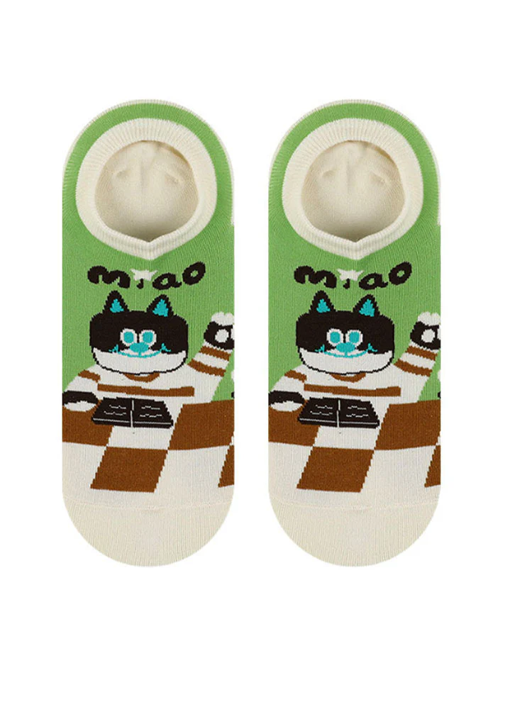 Cartoon Kitty Boat Socks - Image 22