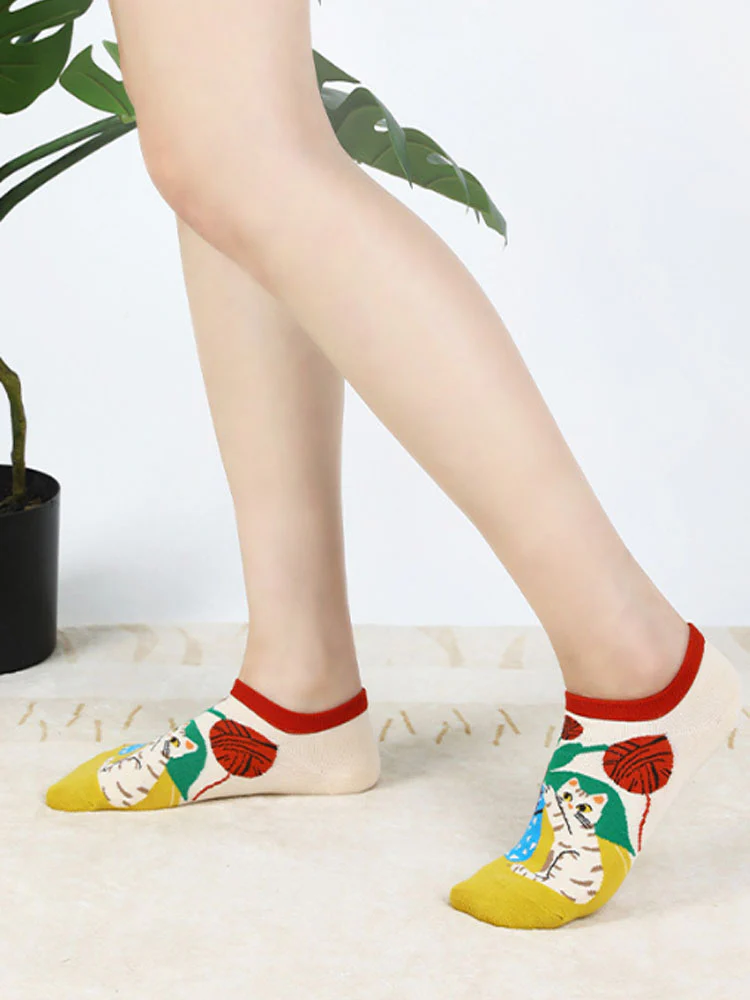 Cartoon Kitty Boat Socks - Image 3