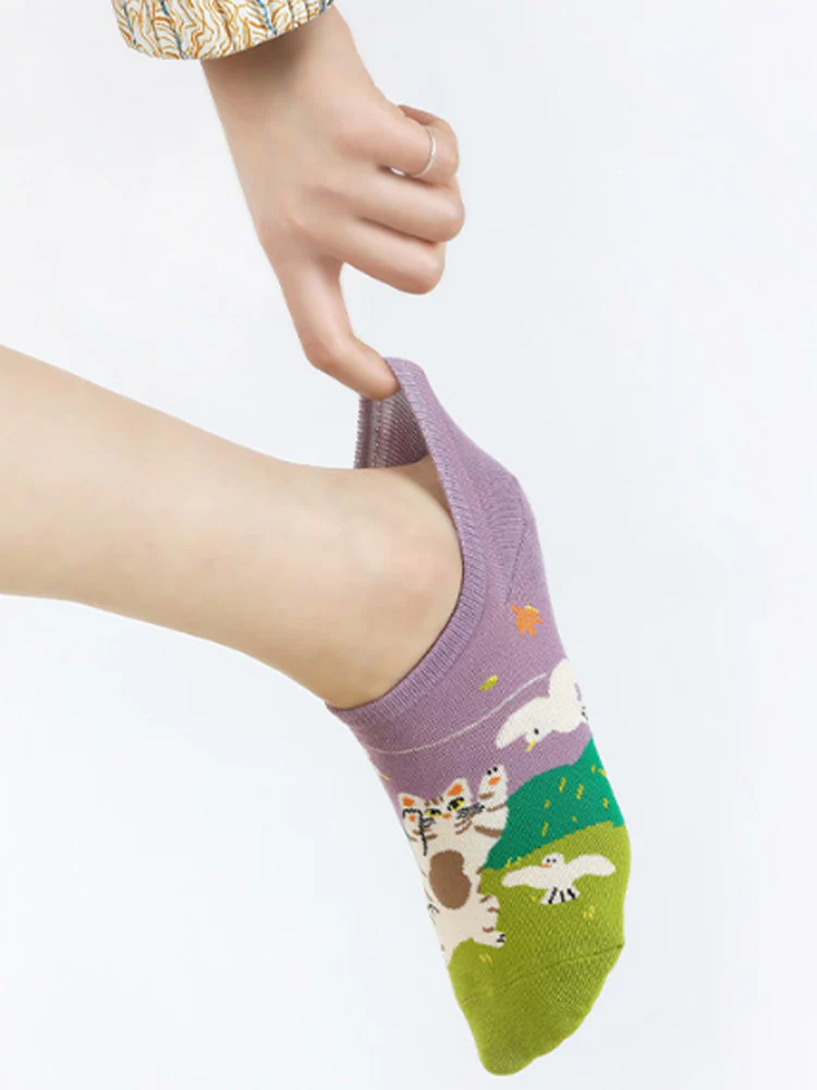 Cartoon Kitty Boat Socks - Image 4
