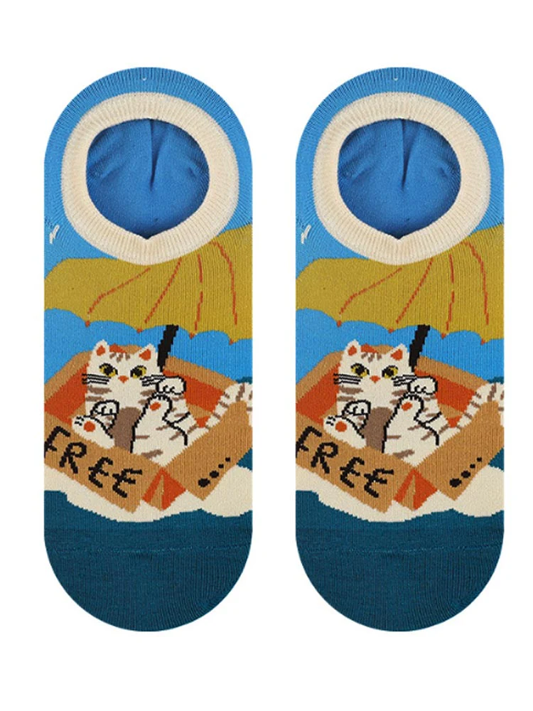 Cartoon Kitty Boat Socks - Image 9