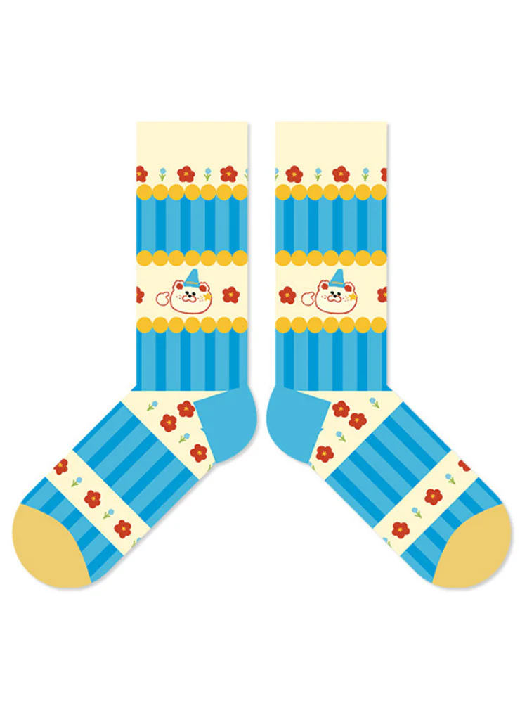 Cartoon Little Red Flower Striped Socks - Image 7
