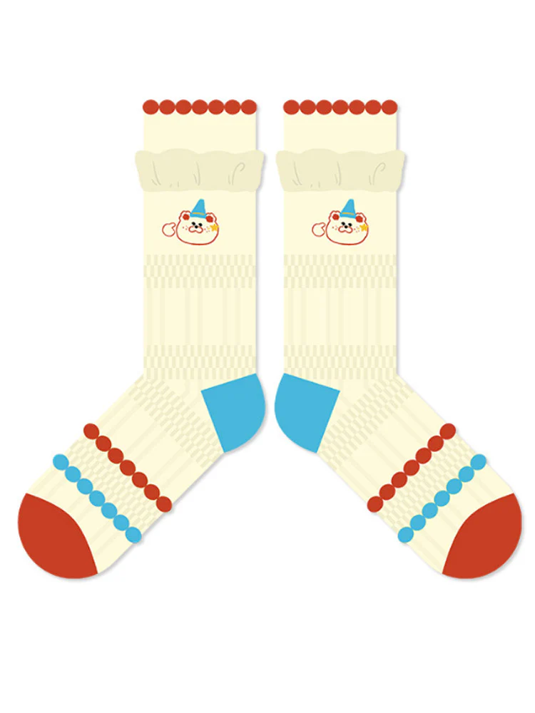 Cartoon Little Red Flower Striped Socks - Image 8