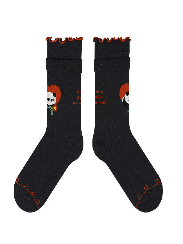 Cartoon Panda Pattern Cotton Socks - Image 13