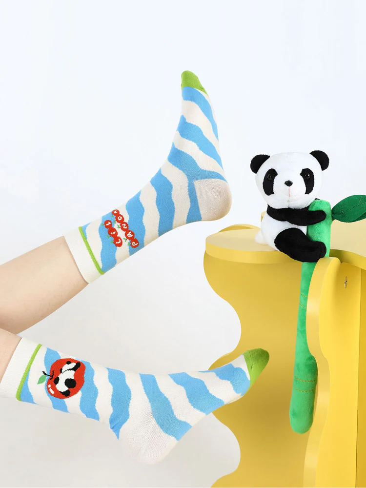 Cartoon Panda Pattern Cotton Socks - Image 3