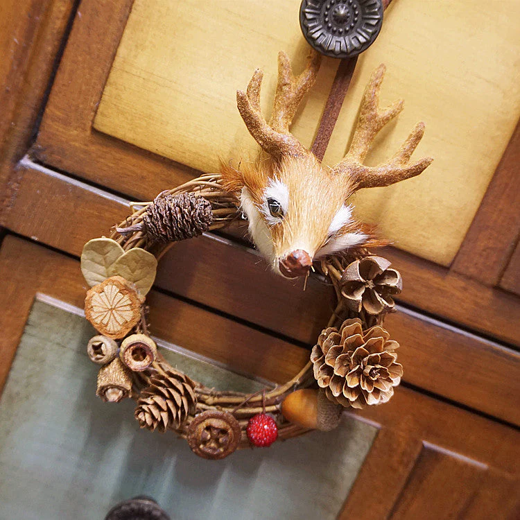 Christmas Deer Head Pinecones Hanging Decoration - Image 4
