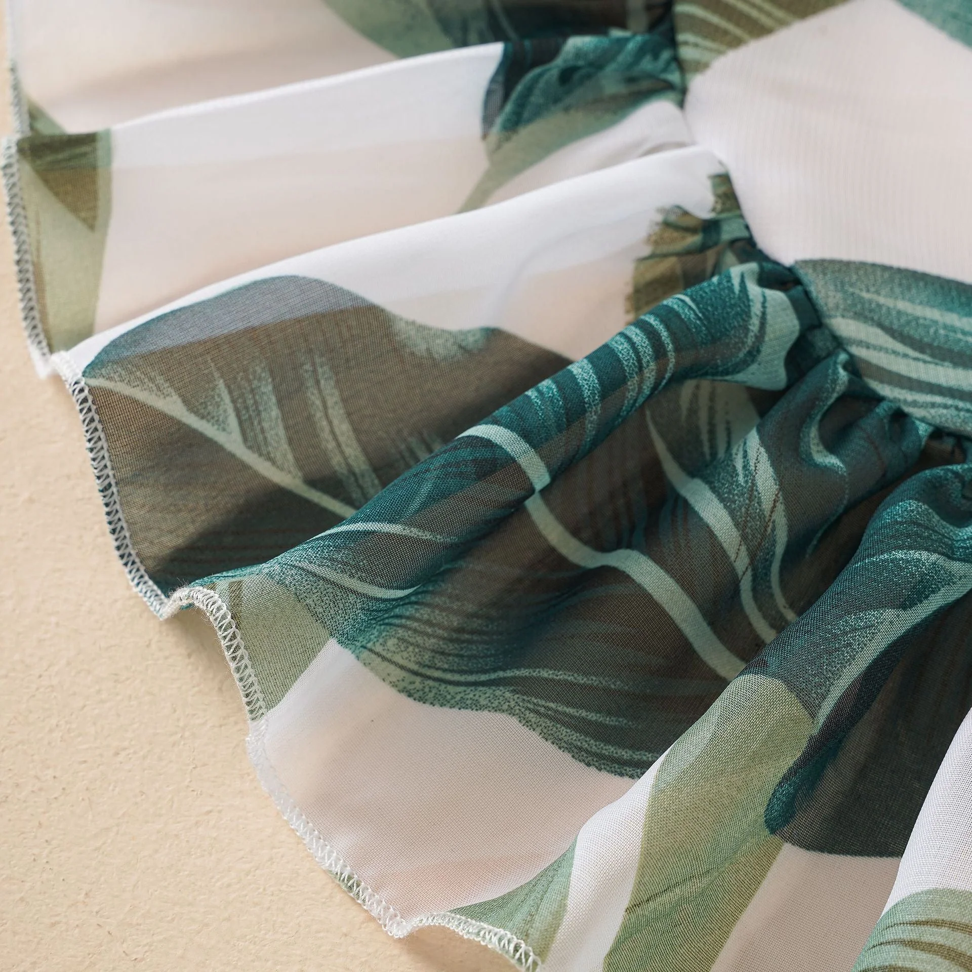 Coconut Palm Ruched Ruffle Hem Cover-Up Wrap Skirt - Image 5