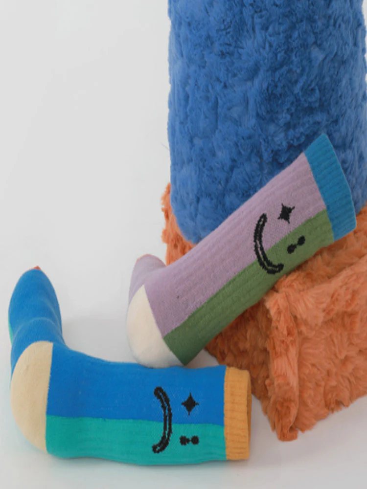 Color Block Asymmetrical Cotton Socks - Image 9