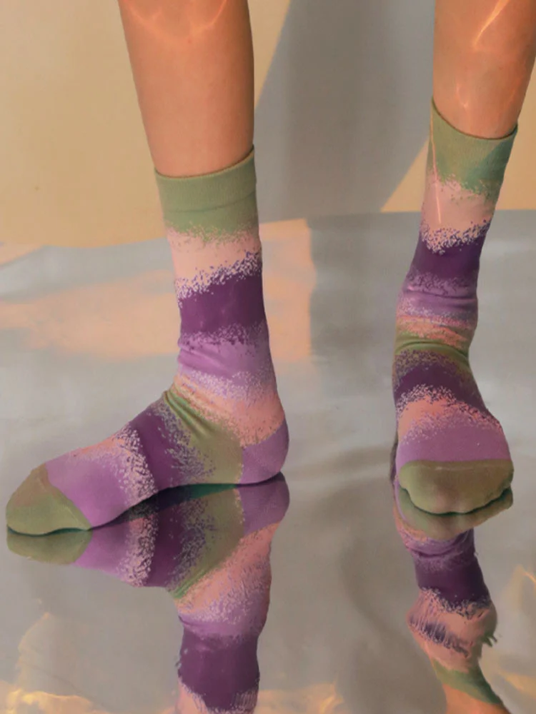 Colorful Gradient Theme Cotton Socks - Image 4