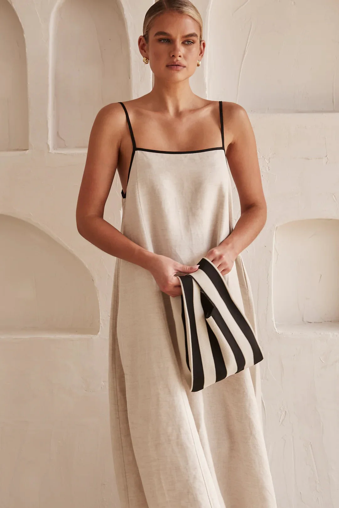 Contrast Linen Maxi Dress - Image 3