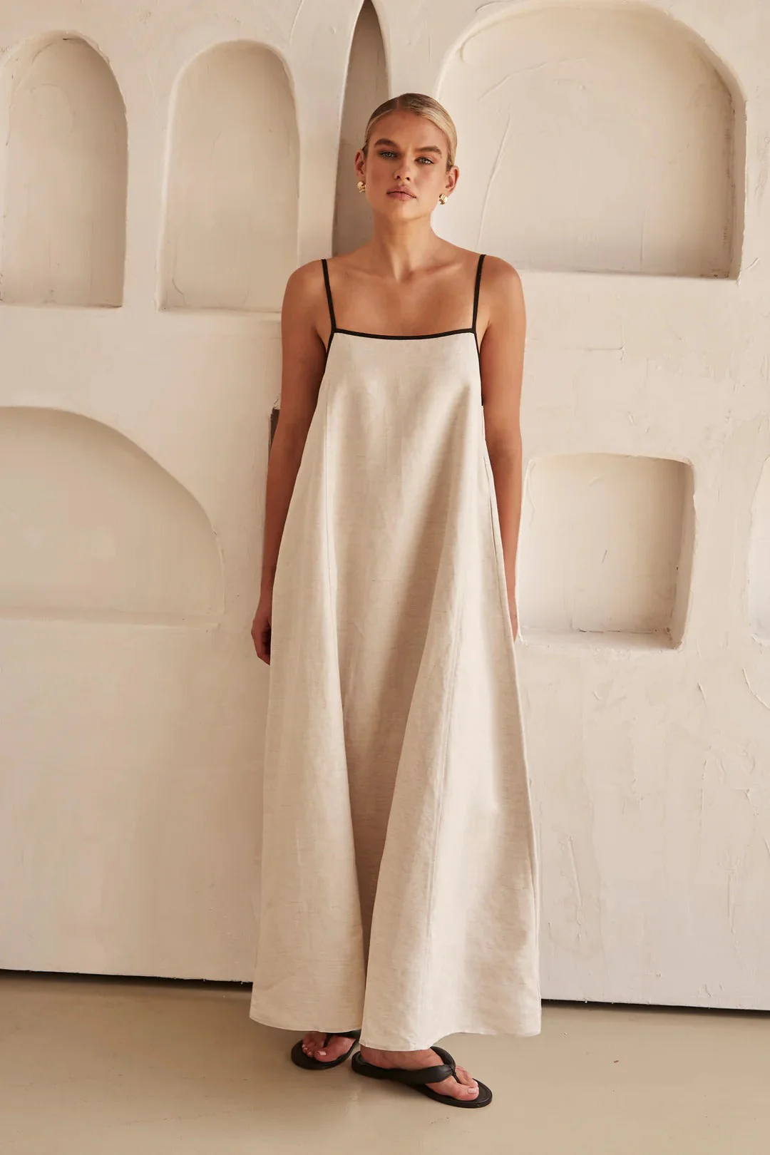 Contrast Linen Maxi Dress - Image 6