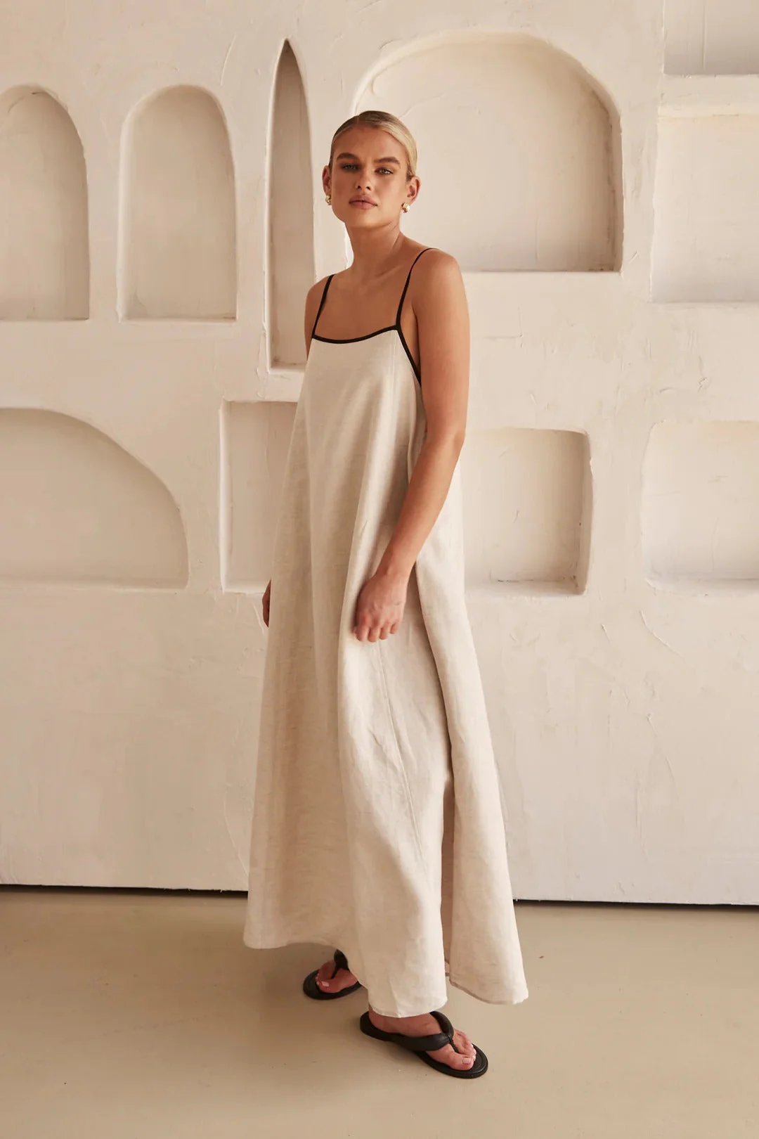 Contrast Linen Maxi Dress - Image 7