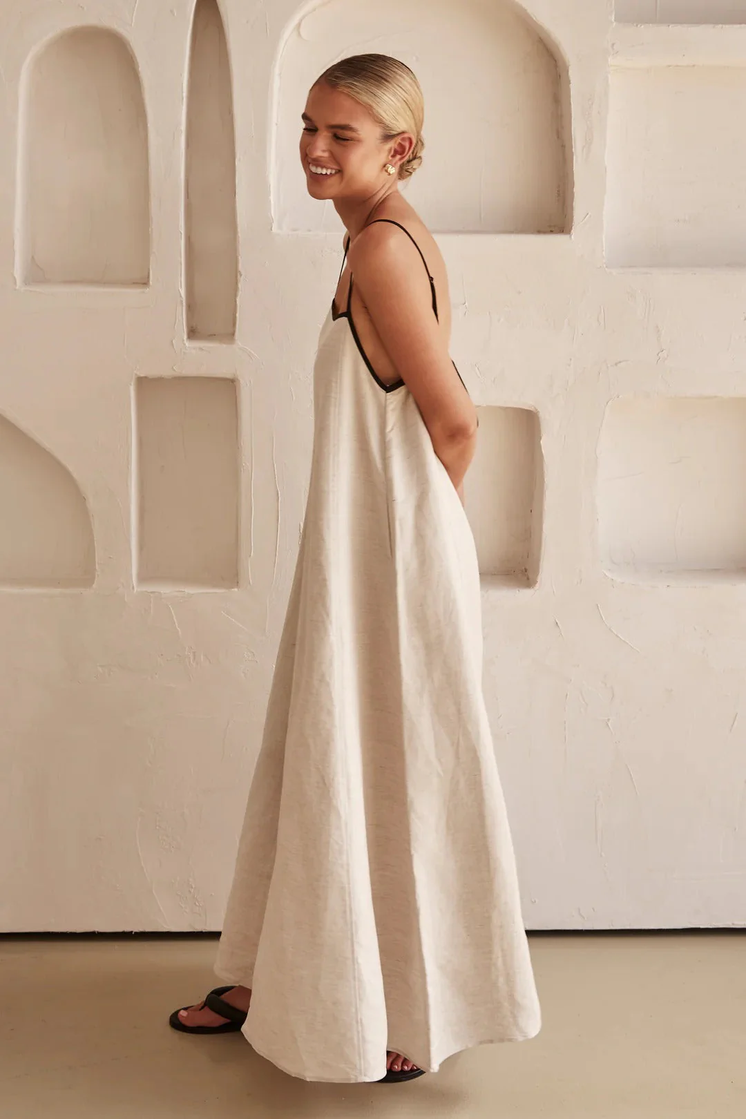 Contrast Linen Maxi Dress - Image 8