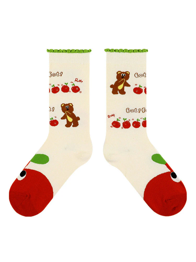 Cute Bear Cartoon Socks - Image 10
