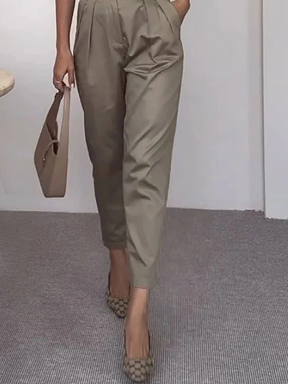 Side Pocket Belt Long Pant Set In Sage - Image 3