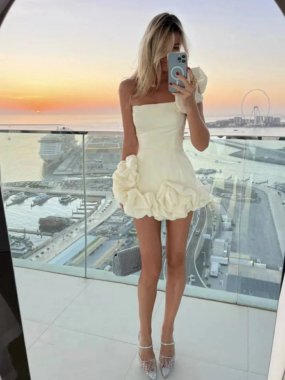 Flounced Bottom One Shoulder Bustier Dress - Image 8