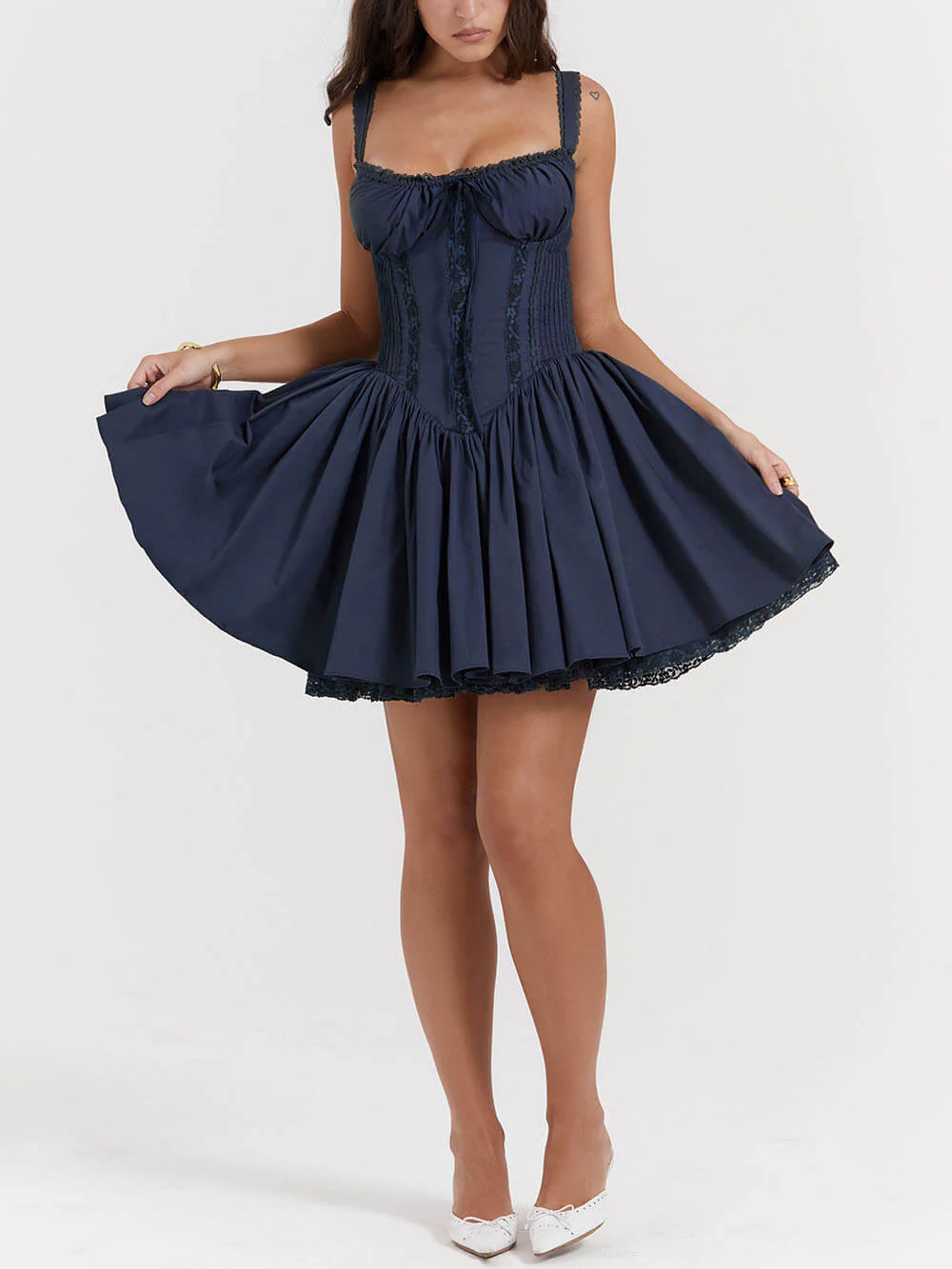 French Navy Corset Mini Dress - Image 4