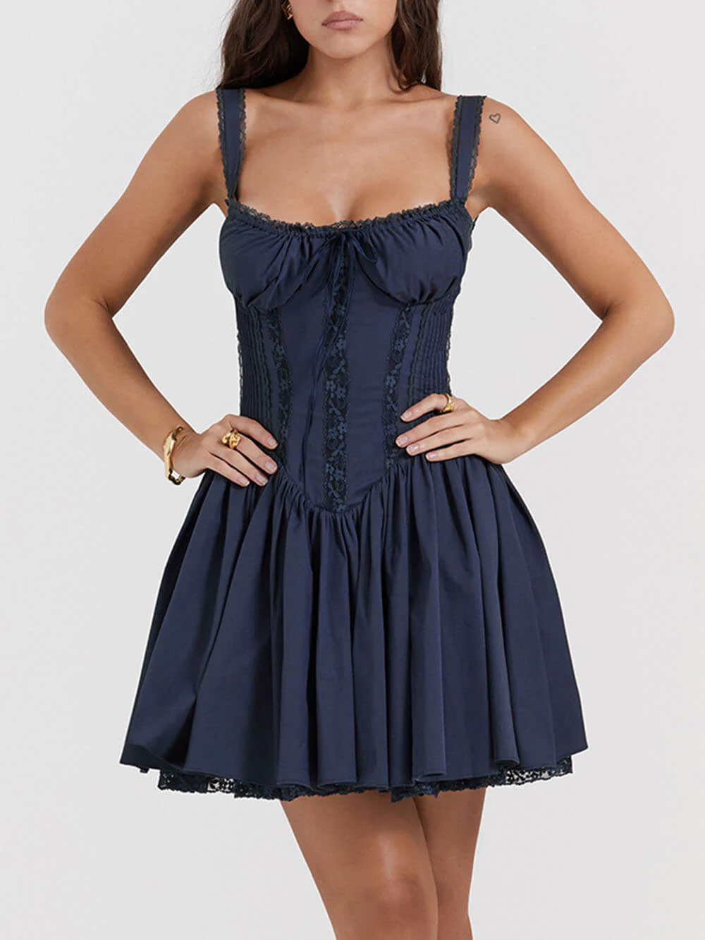 French Navy Corset Mini Dress - Image 5