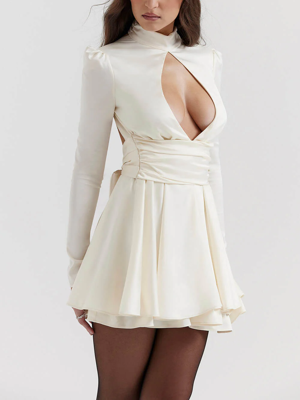 Ivory Bow Mini Dress - Image 5