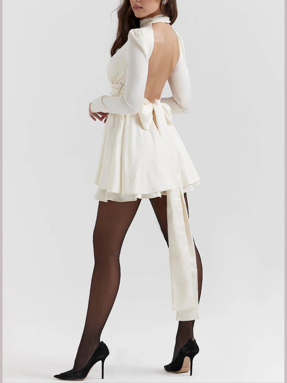 Ivory Bow Mini Dress - Image 8