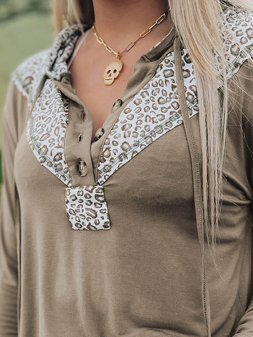 Leopard-Print Paneled Pullover Hoodie - Image 4