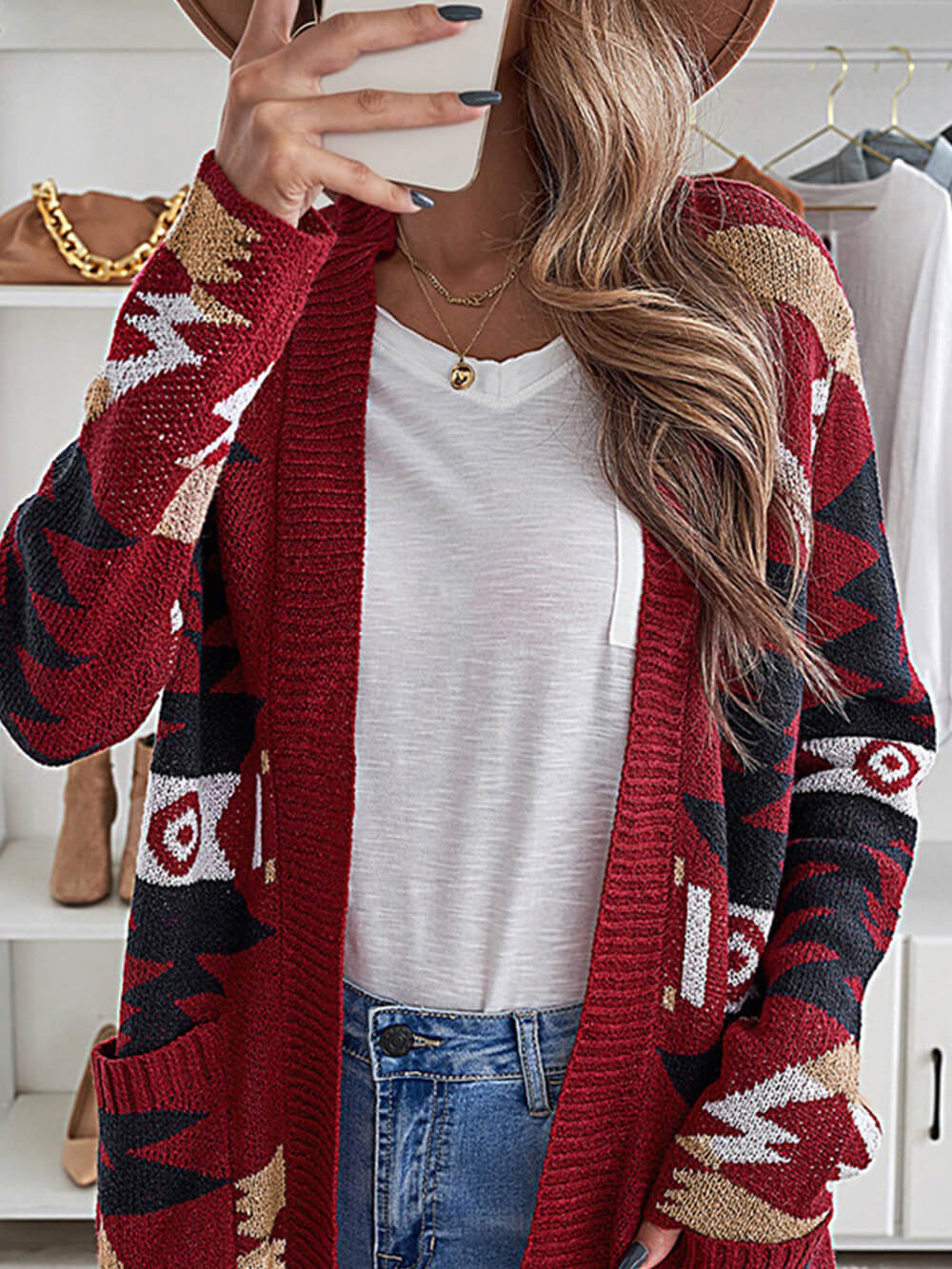 Mid Length Sweater Cardigan Coat - Image 4