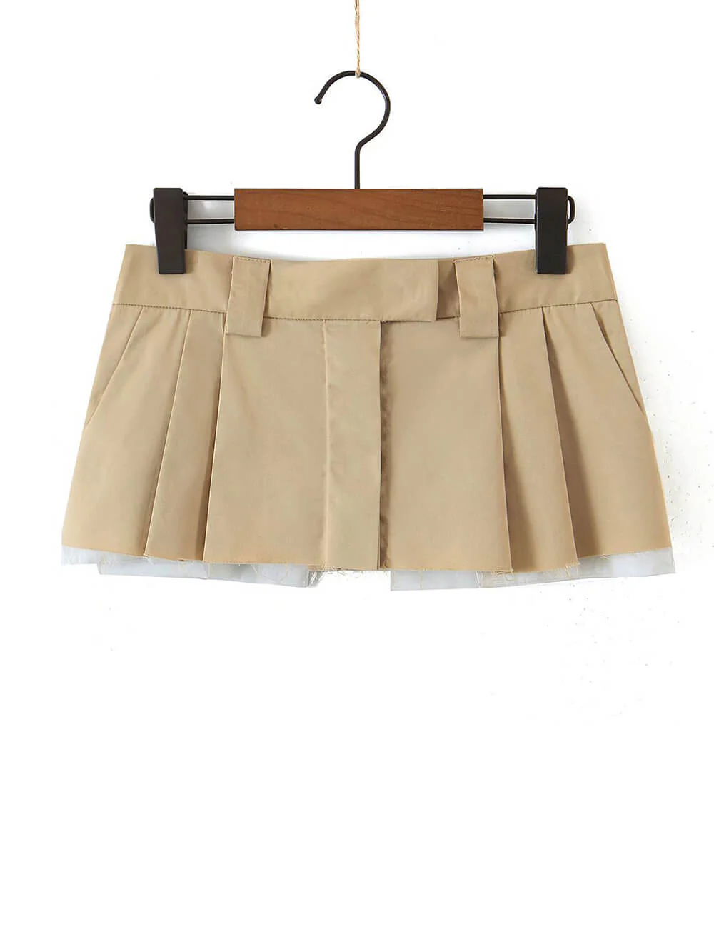 Pleated Frayed Mini Skirt - Image 3