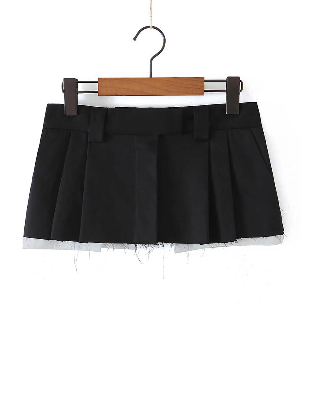 Pleated Frayed Mini Skirt - Image 4
