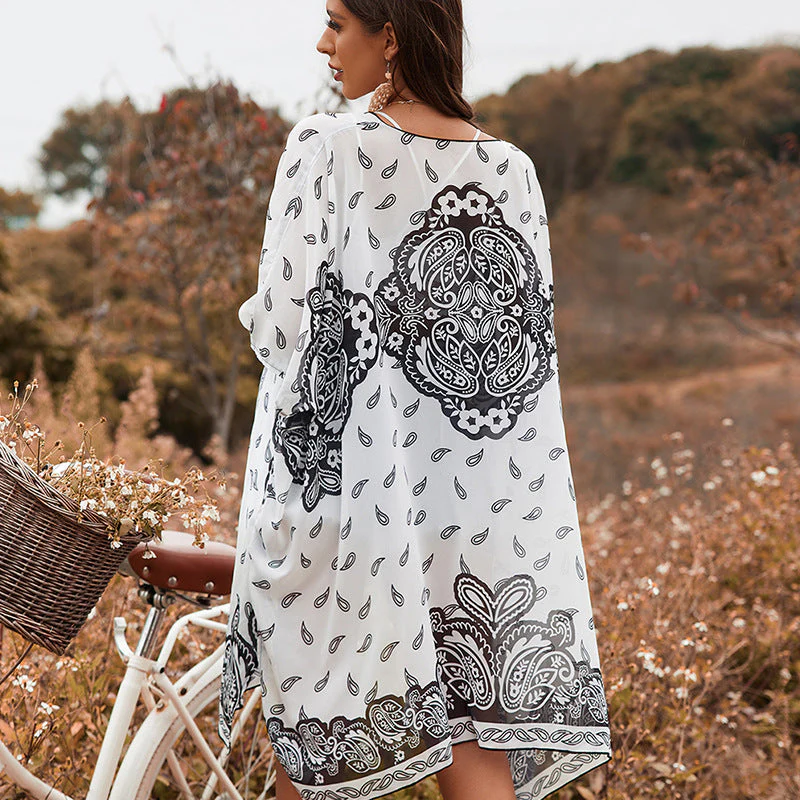 Sayulita Shawl Cape: Printed Short Sleeve Convertible Kimono - Image 4