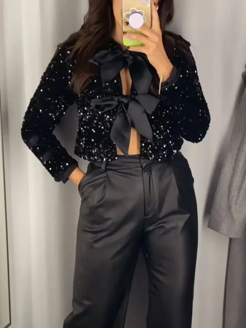 Tie-front Sequined Jacket - Image 3