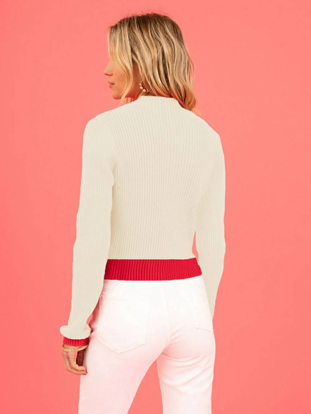 Valentine's Day Heart Pattern Turtleneck Knit Sweater - Image 16