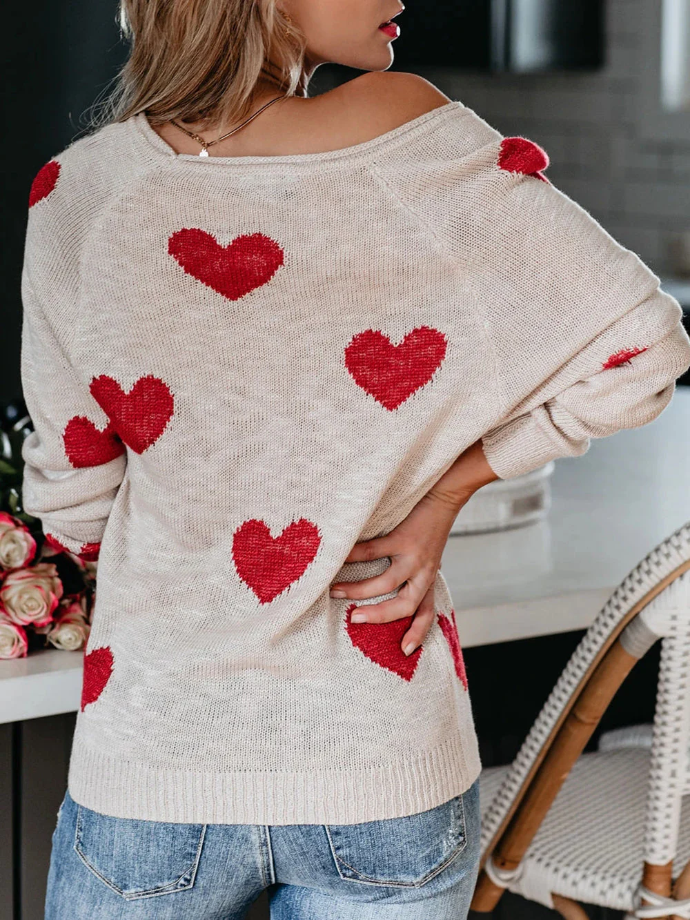 Valentine's Day V-Neck Knit Sweater - Image 15