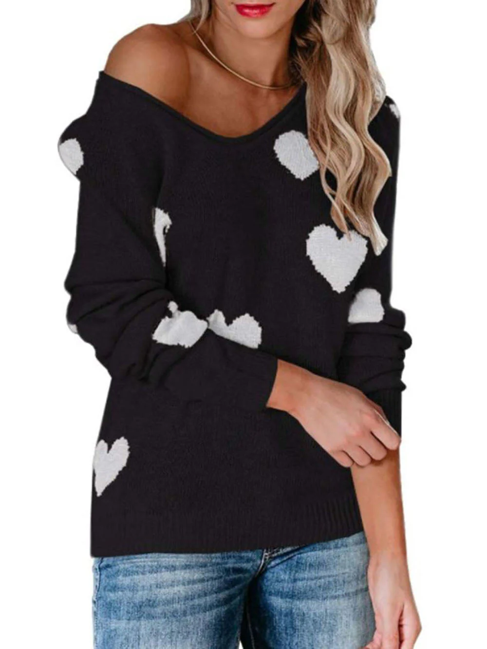 Valentine's Day V-Neck Knit Sweater - Image 19