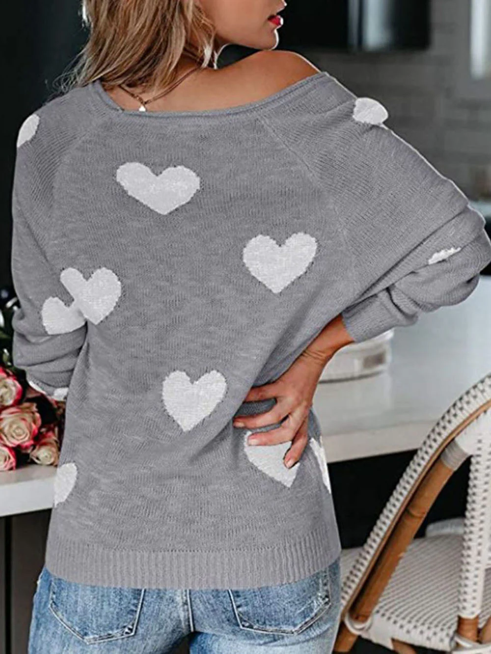 Valentine's Day V-Neck Knit Sweater - Image 23