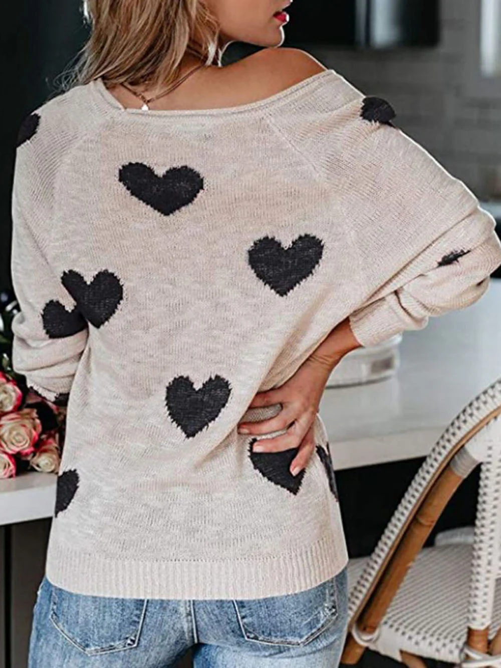 Valentine's Day V-Neck Knit Sweater - Image 9
