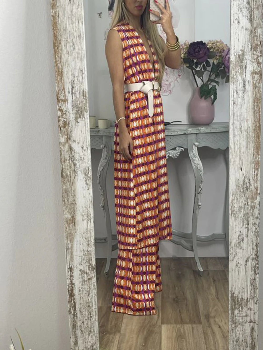 Vintage Check Flared Pants Suit - Image 11