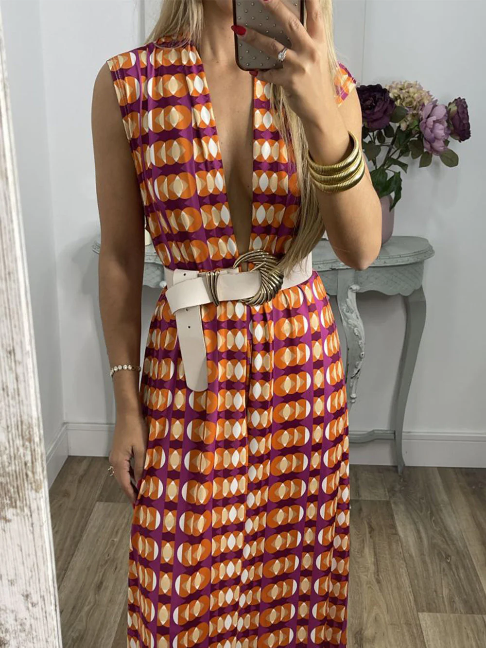 Vintage Check Flared Pants Suit - Image 12