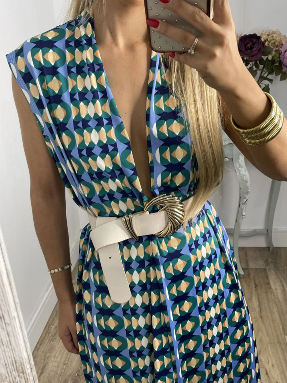 Vintage Check Flared Pants Suit - Image 4